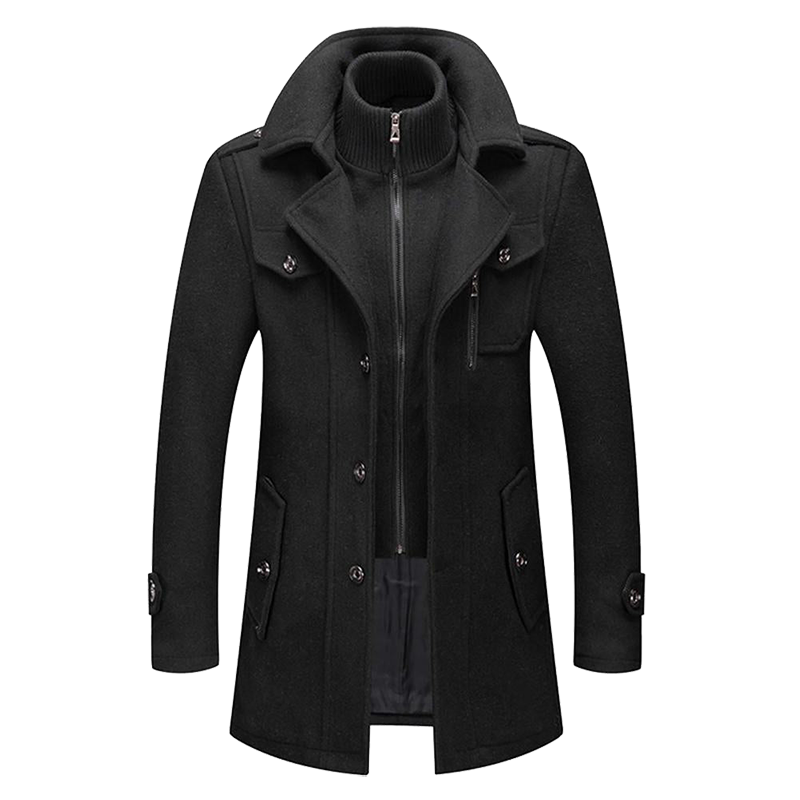 Classic Winter Coat  Double-Layer Wool Blend Design - Product showcase