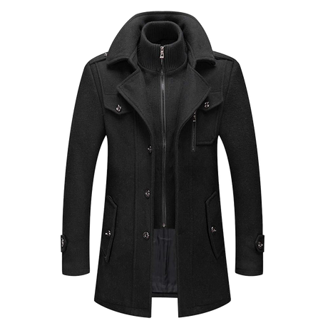 Classic Winter Coat  Double-Layer Wool Blend Design - Product showcase