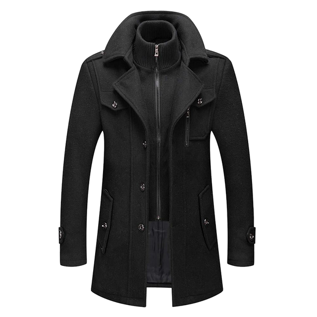 Classic Winter Coat  Double-Layer Wool Blend Design - Product showcase