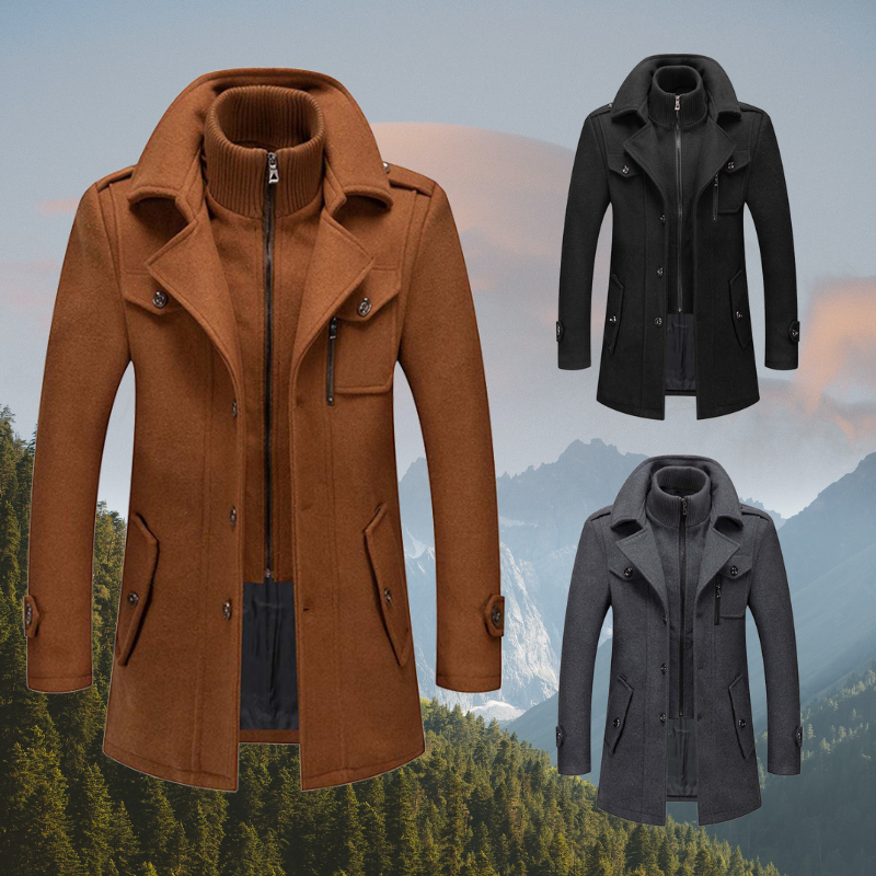 Classic Winter Coat  Double-Layer Wool Blend Design - Detailed view