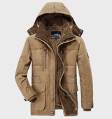 Mens Winter Parka Jacket  Military Green Fleece Lined - Detailed view