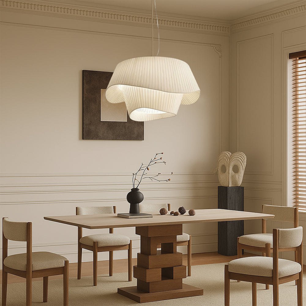 Modern Pendant Light  Sculptural Pleated Shade Design - Product showcase