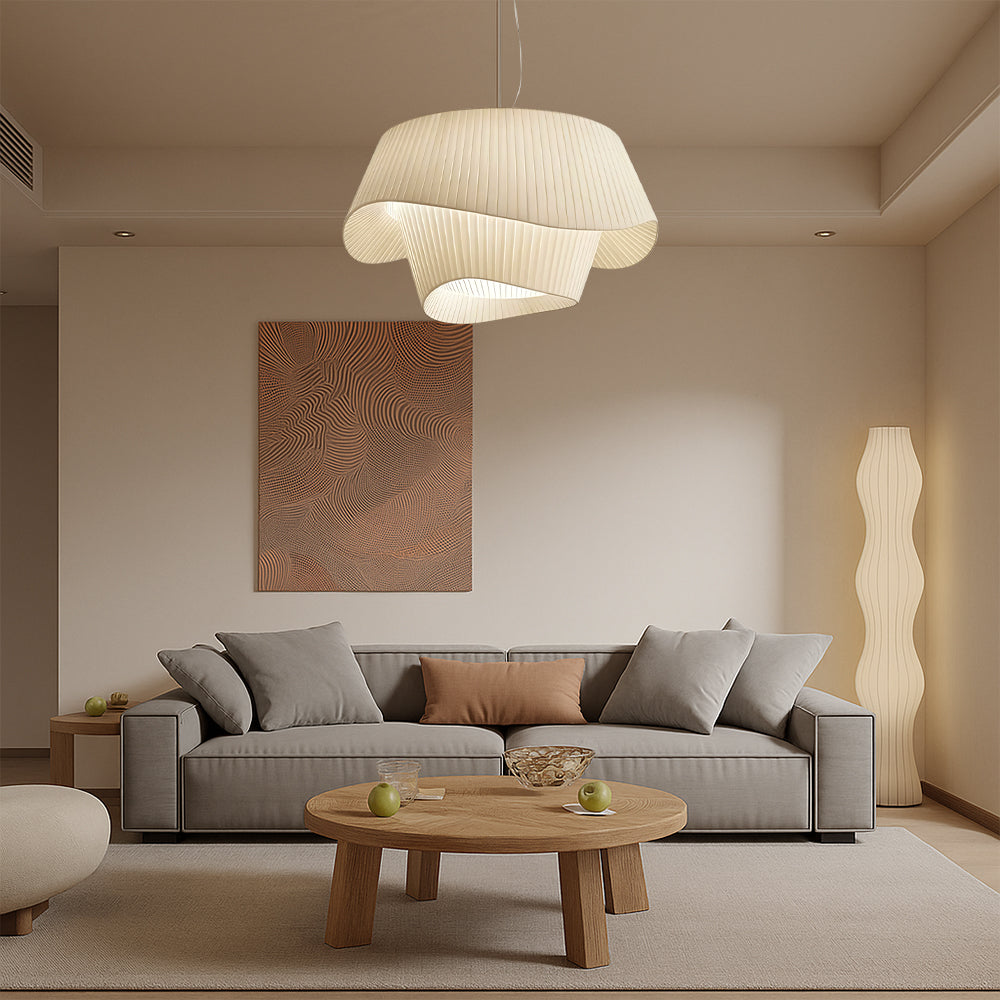 Modern Pendant Light  Sculptural Pleated Shade Design - Detailed view