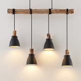 Industrial Pendant Light  Eucalyptus Wood Bar Four Shade Design - Product detail 4
