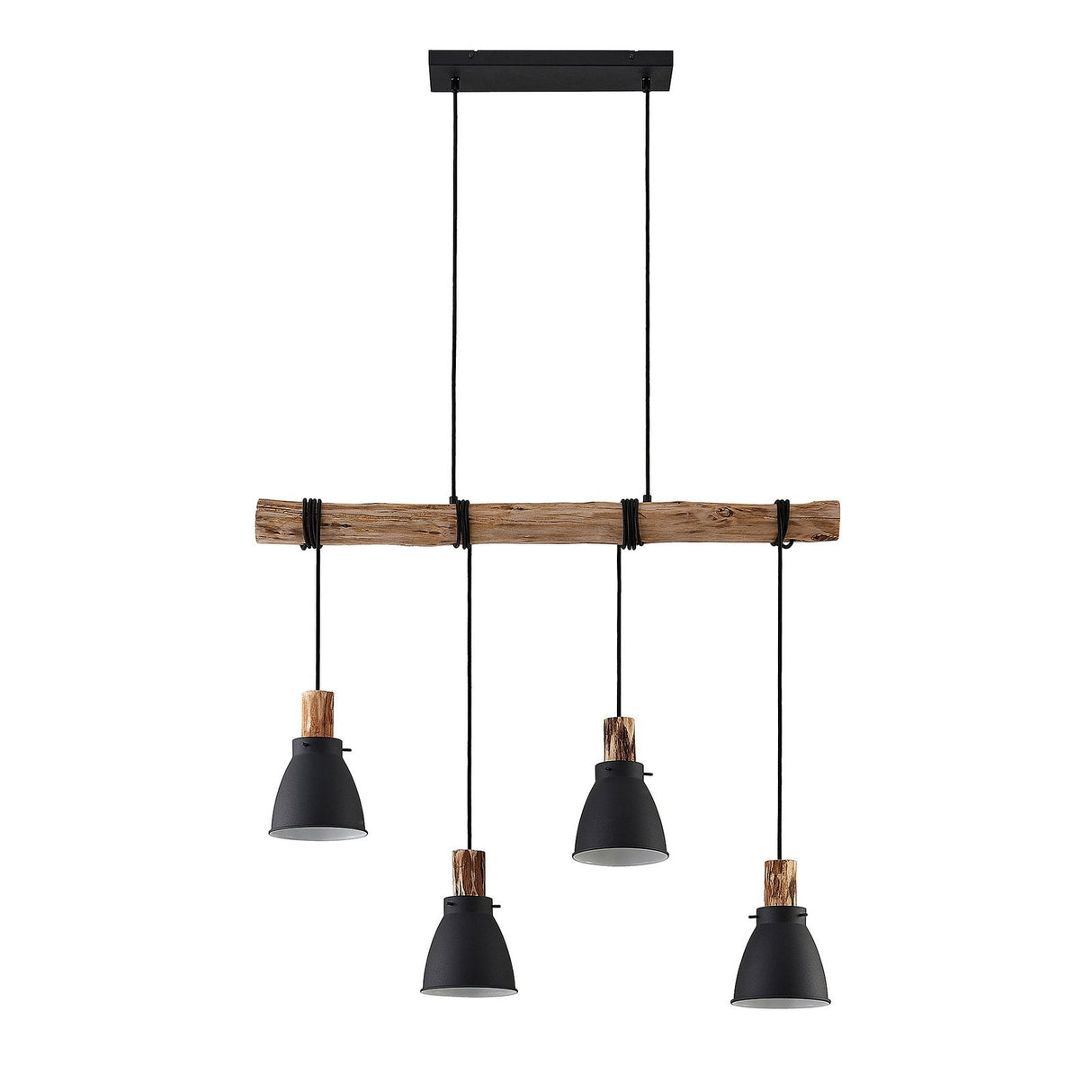 Industrial Pendant Light  Eucalyptus Wood Bar Four Shade Design - Product detail 6