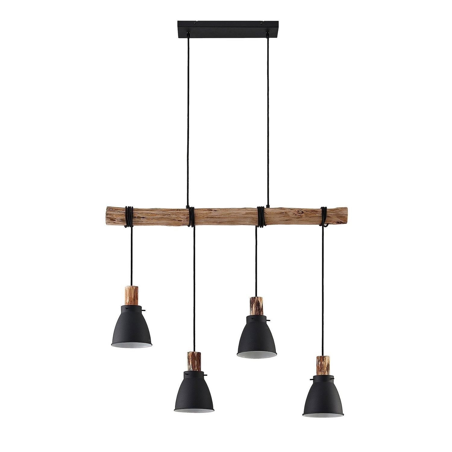 Industrial Pendant Light  Eucalyptus Wood Bar Four Shade Design - Product detail 6