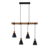 Industrial Pendant Light  Eucalyptus Wood Bar Four Shade Design - Product detail 6