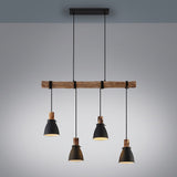 Industrial Pendant Light  Eucalyptus Wood Bar Four Shade Design - Product detail 8