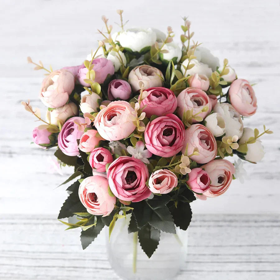 Silk Rose Bouquet  Pastel Pink Peony Arrangement - Product detail 4