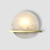 Modern Marble Wall Light  Round Alabaster with Brass Accent - Product detail 18