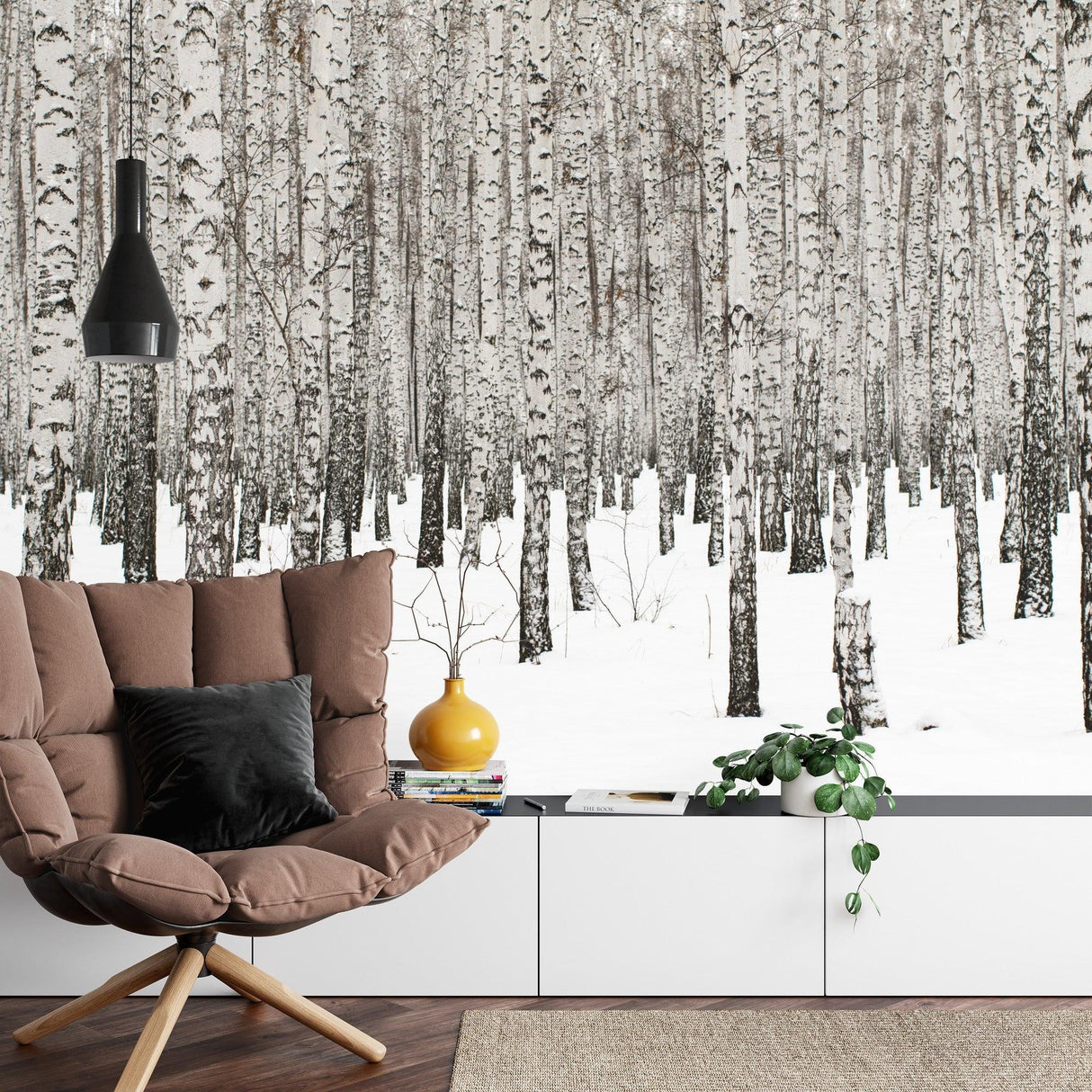 Forest Mural Wallpaper | Winter Birch Trees in Snow