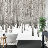 Forest Mural Wallpaper | Winter Birch Trees in Snow