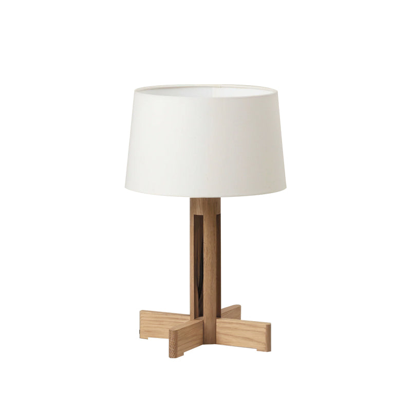 Scandinavian Table Lamp  Oak Cross Base With Linen Shade - Product detail 10