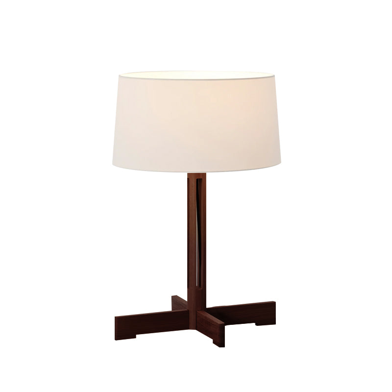 Scandinavian Table Lamp  Oak Cross Base With Linen Shade - Product detail 11