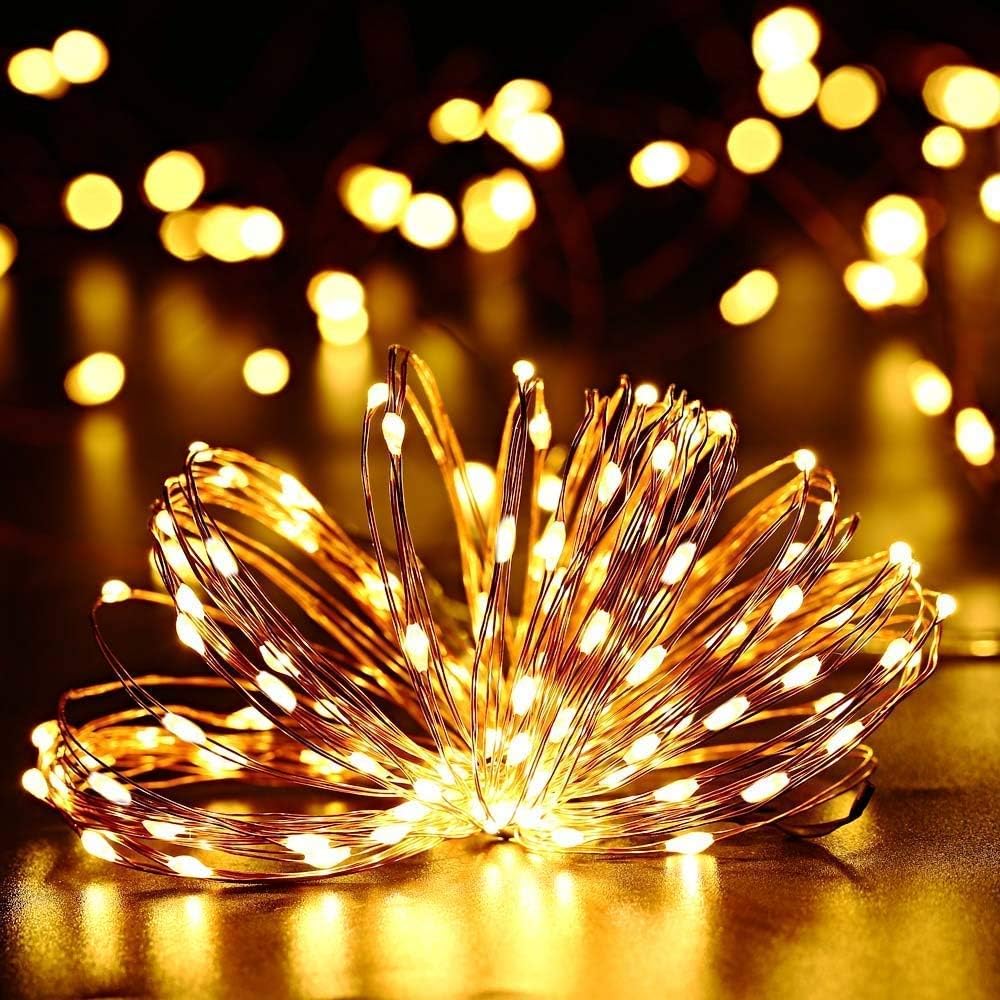 Solar Fairy String Lights  Warm White LED with Dual Solar Panels - Detailed view