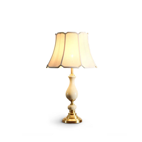 Ceramic Table Lamp  Scalloped Shade with Brass Base - Product detail 18