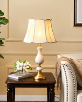 Ceramic Table Lamp  Scalloped Shade with Brass Base - Product detail 8