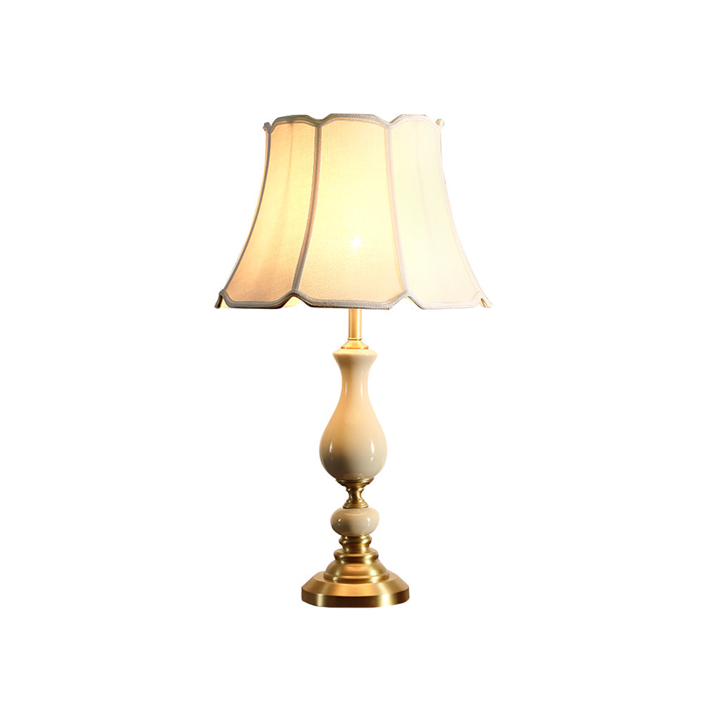 Ceramic Table Lamp  Scalloped Shade with Brass Base - Product detail 17