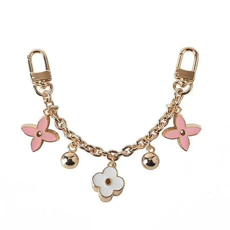 Floral Bag Chain Pendant  Four-Leaf Charm Design - Detailed view
