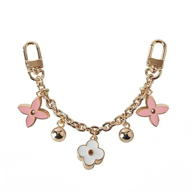 Decorative Bag Chain  Floral Charm Pendant with Metal Accents - Detailed view
