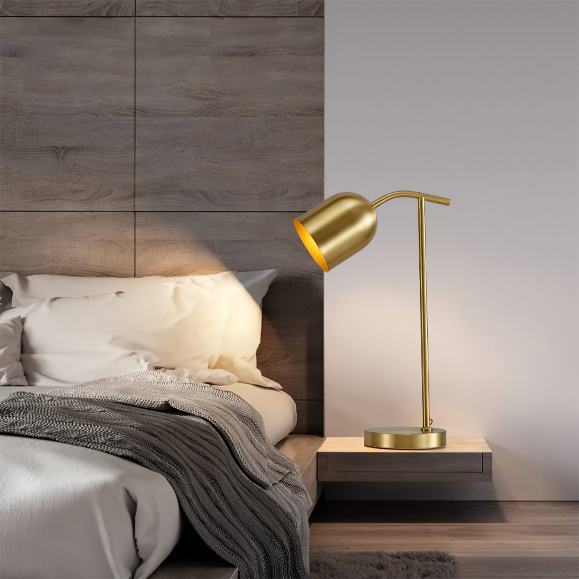 Modern Brass Table Lamp  Adjustable Reading Light - Detailed view