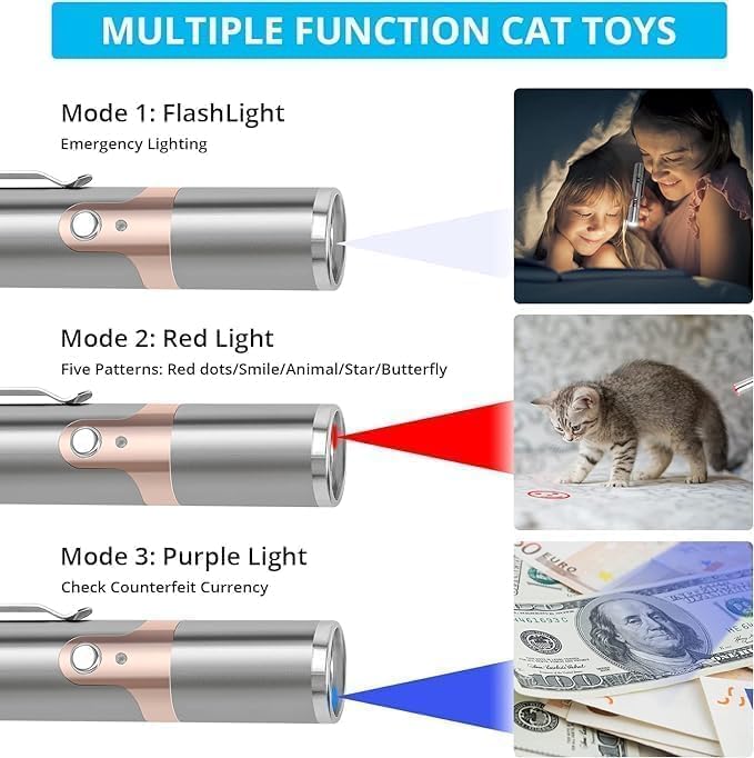 Interactive Cat Laser Toy  Rechargeable Stainless Steel with 5 Patterns - Product detail 5