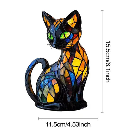 Stained Glass Cat Table Lamp  Handcrafted Mosaic Design - Product detail 7