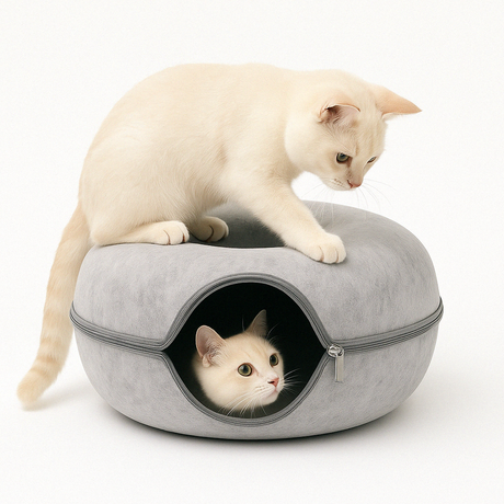 Cat Tunnel Bed  Round Felt Cave with Zippered Opening - Product detail 12