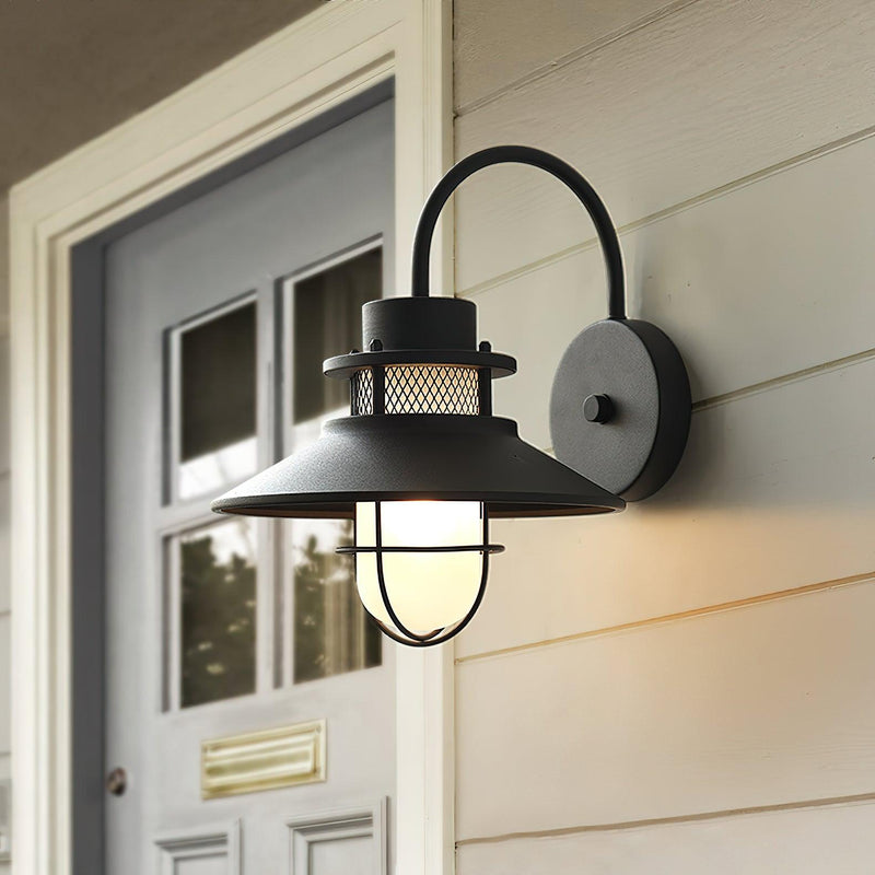 Industrial Outdoor Wall Light  Black Metal Cage Design - Product detail 5