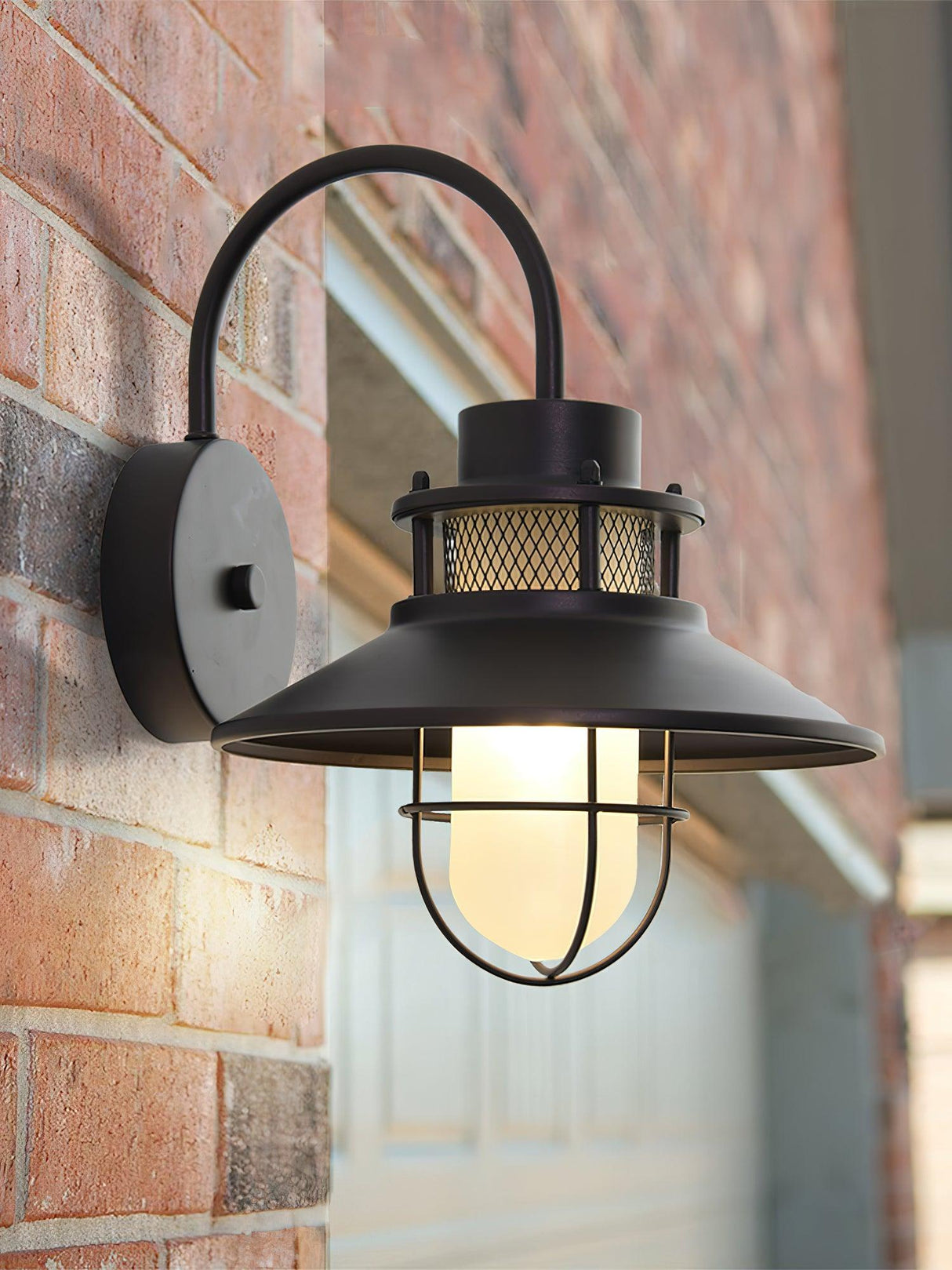Industrial Outdoor Wall Light  Black Metal Cage Lantern - Product detail 8