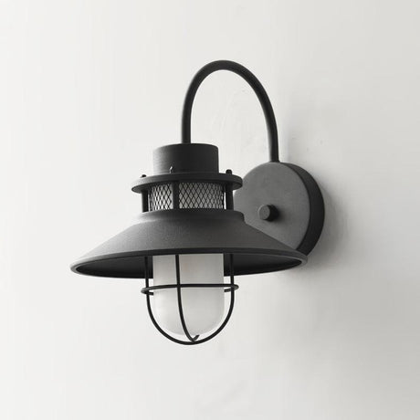 Industrial Outdoor Wall Light  Black Metal Cage Lantern - Product detail 9