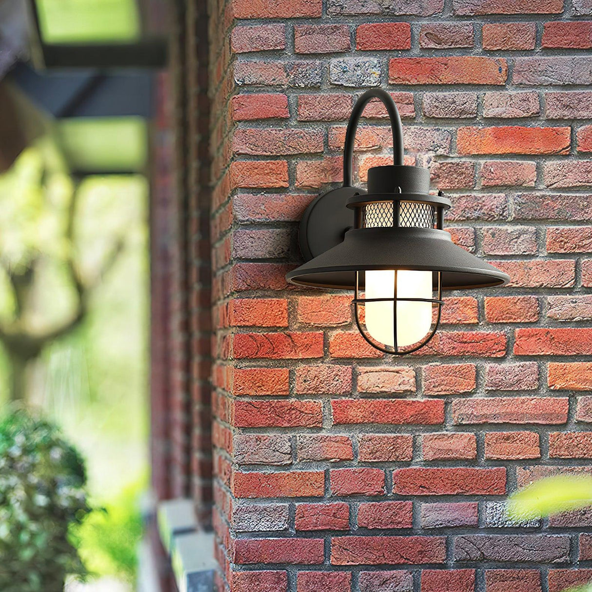Industrial Outdoor Wall Light  Black Metal Cage Lantern - Product detail 4