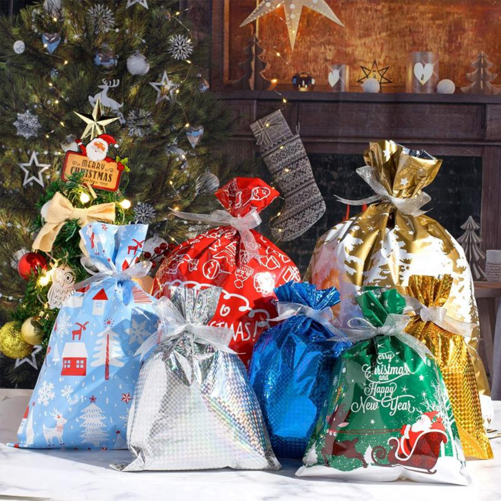 Christmas Gift Bags  Reusable Foil Holiday Wrapping Set - Product detail 4