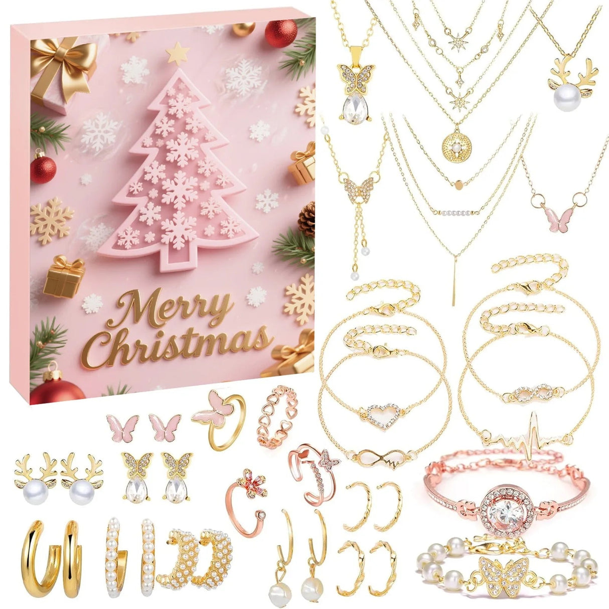 Christmas Advent Calendar  24 Jewelry Accessories Holiday Countdown - Product showcase