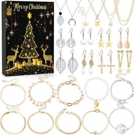 Christmas Jewelry Advent Calendar  24 Gold Pink Accessories - Product example