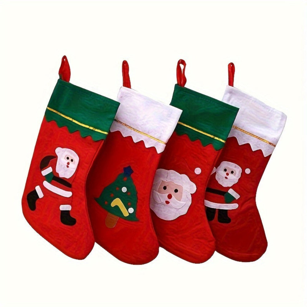 Christmas Stocking Holder Set  4 Festive Character Stockings with Cute Animal Hooks - Product example