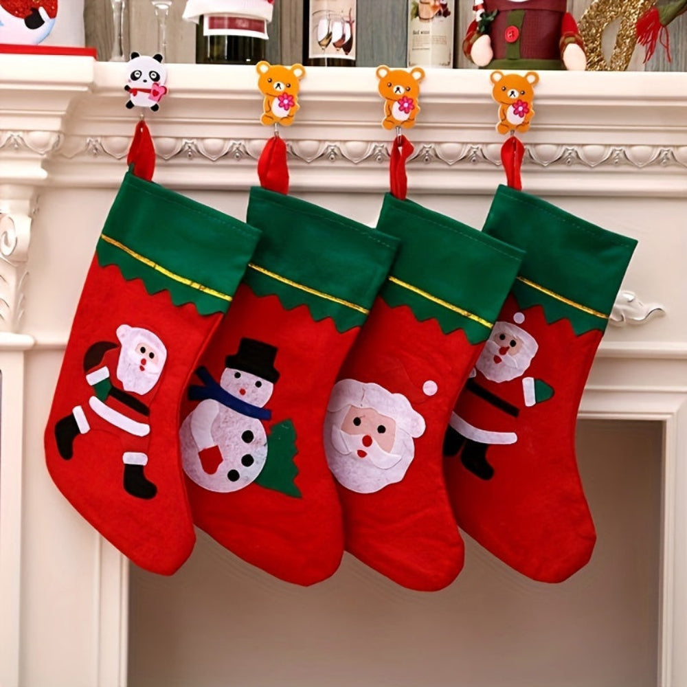 Christmas Stocking Holder Set  4 Festive Character Stockings with Cute Animal Hooks - Product detail 5
