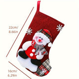 Christmas Stockings Set  Red Fabric Santa Snowman Reindeer Design - Product detail 4