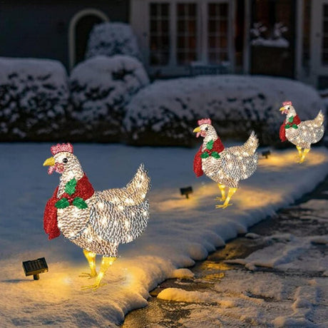 Christmas Chicken Garden Lights  Solar LED Outdoor Decoration - Product showcase