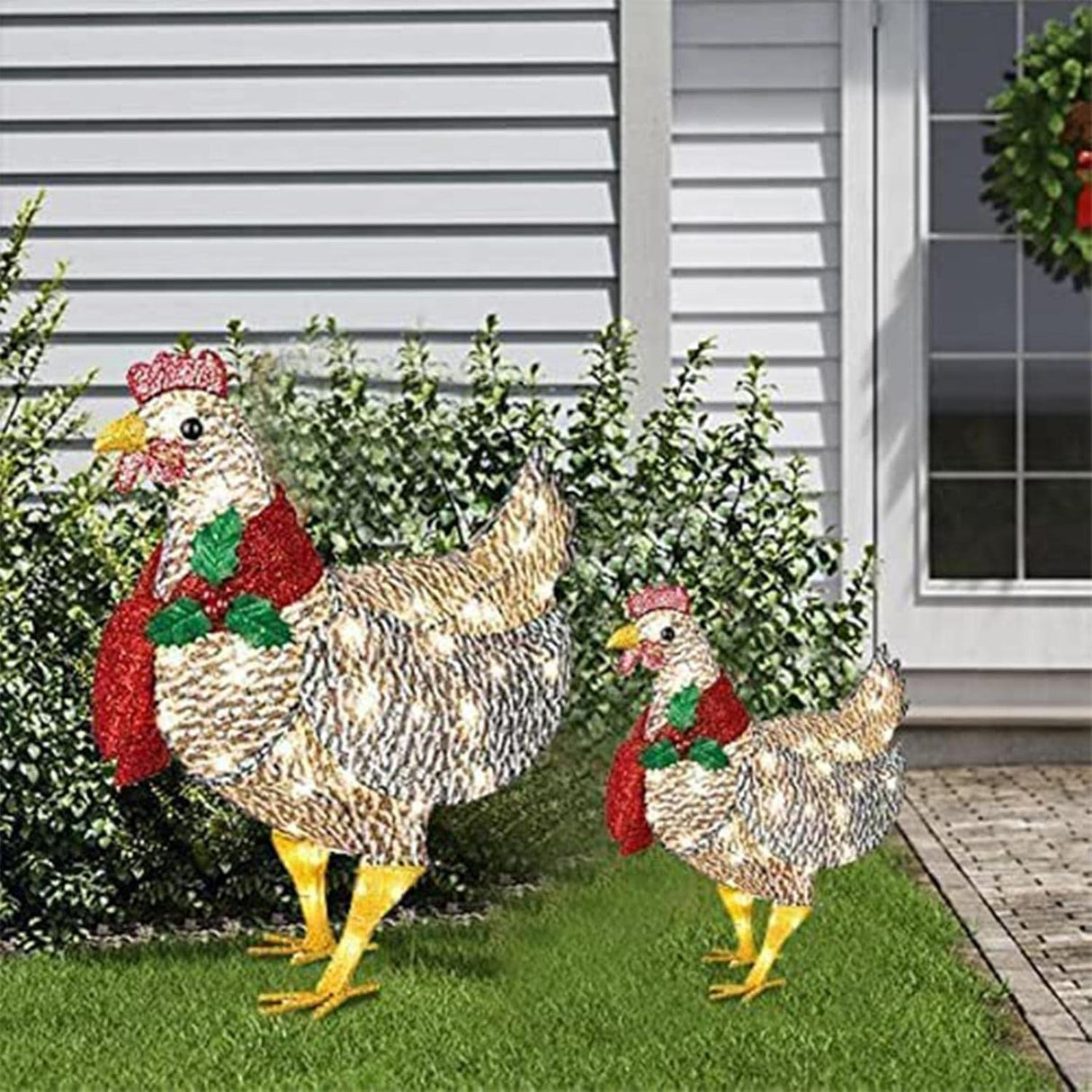 Solar Chicken Garden Light  LED Christmas Decoration with Scarf - Product detail 4