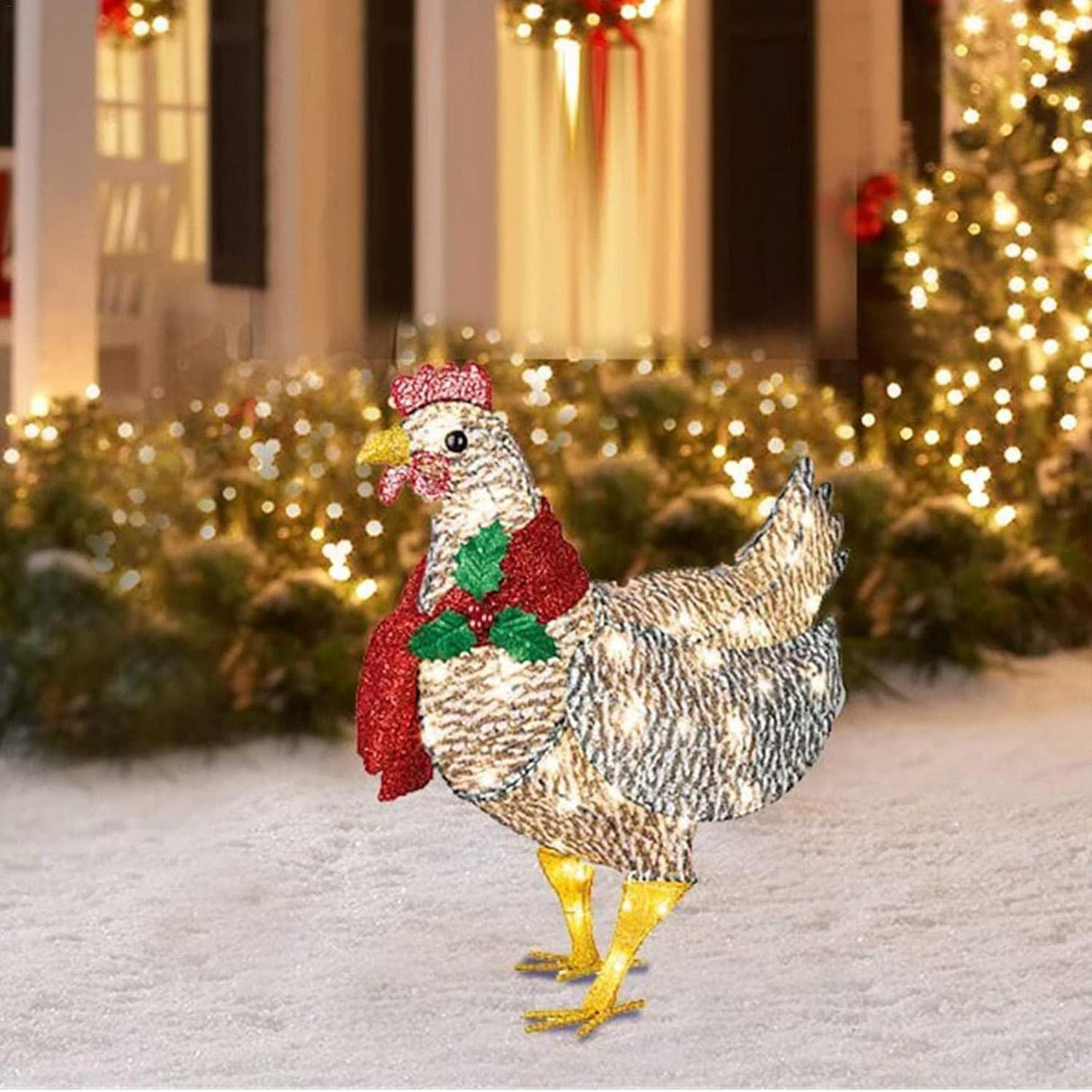 Solar Chicken Garden Light  LED Christmas Decoration with Scarf - Product detail 5