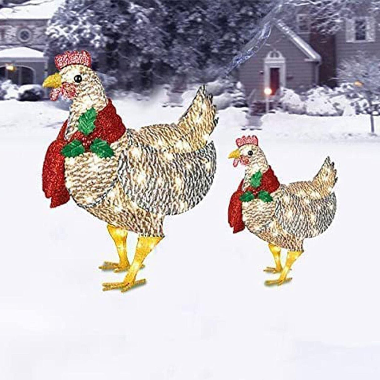 Solar Chicken Garden Light  LED Christmas Decoration with Scarf - Product detail 6