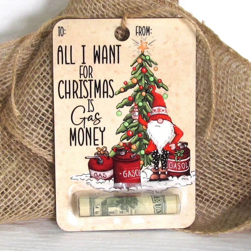 Christmas Money Holder Cards  Wooden Holiday Gift Tags - Product example