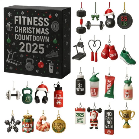 Fitness Christmas Advent Calendar  24-Day Workout Countdown Ornaments - Product showcase