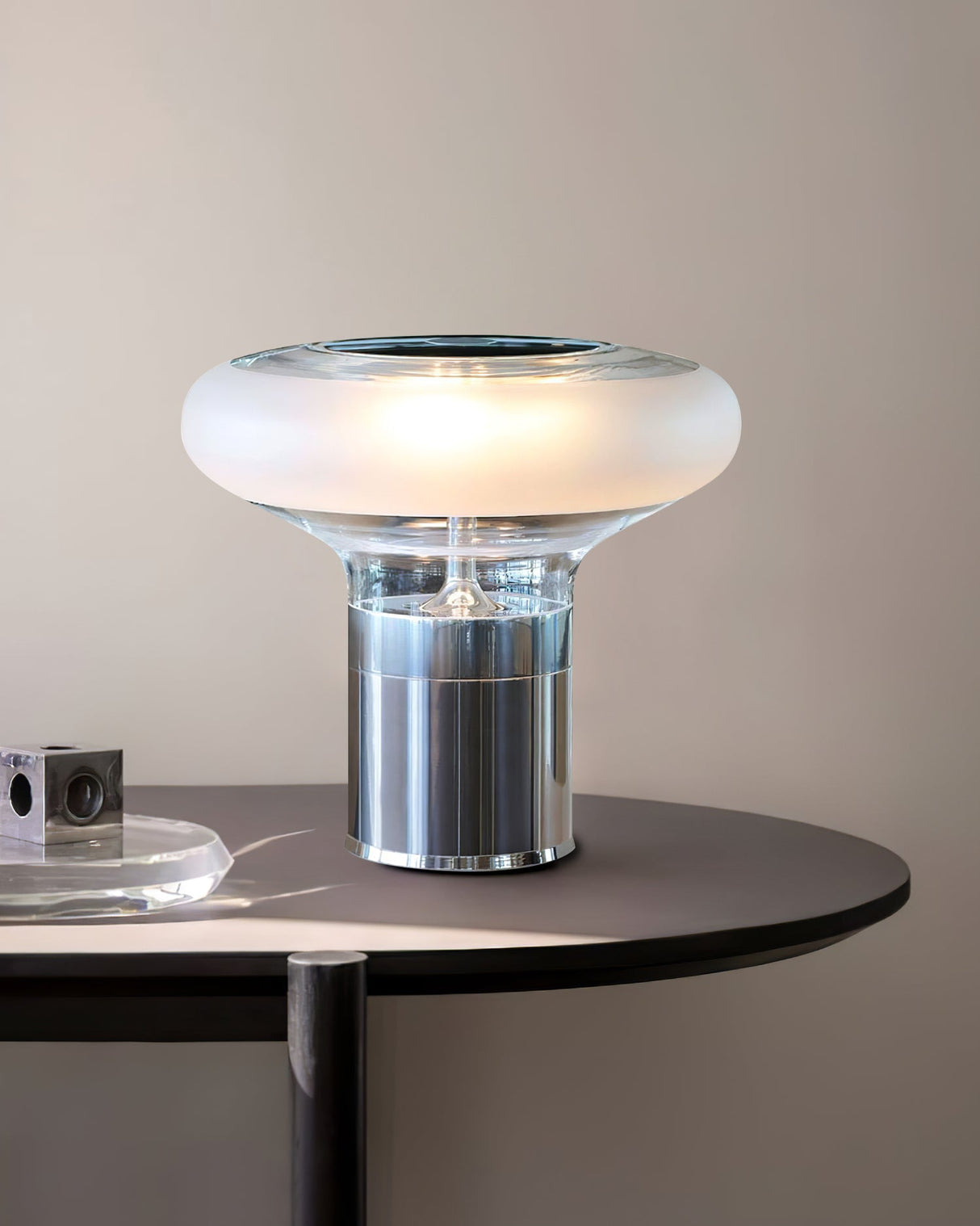 Modern Glass Table Lamp  Frosted Shade With Chrome Base - Product detail 8