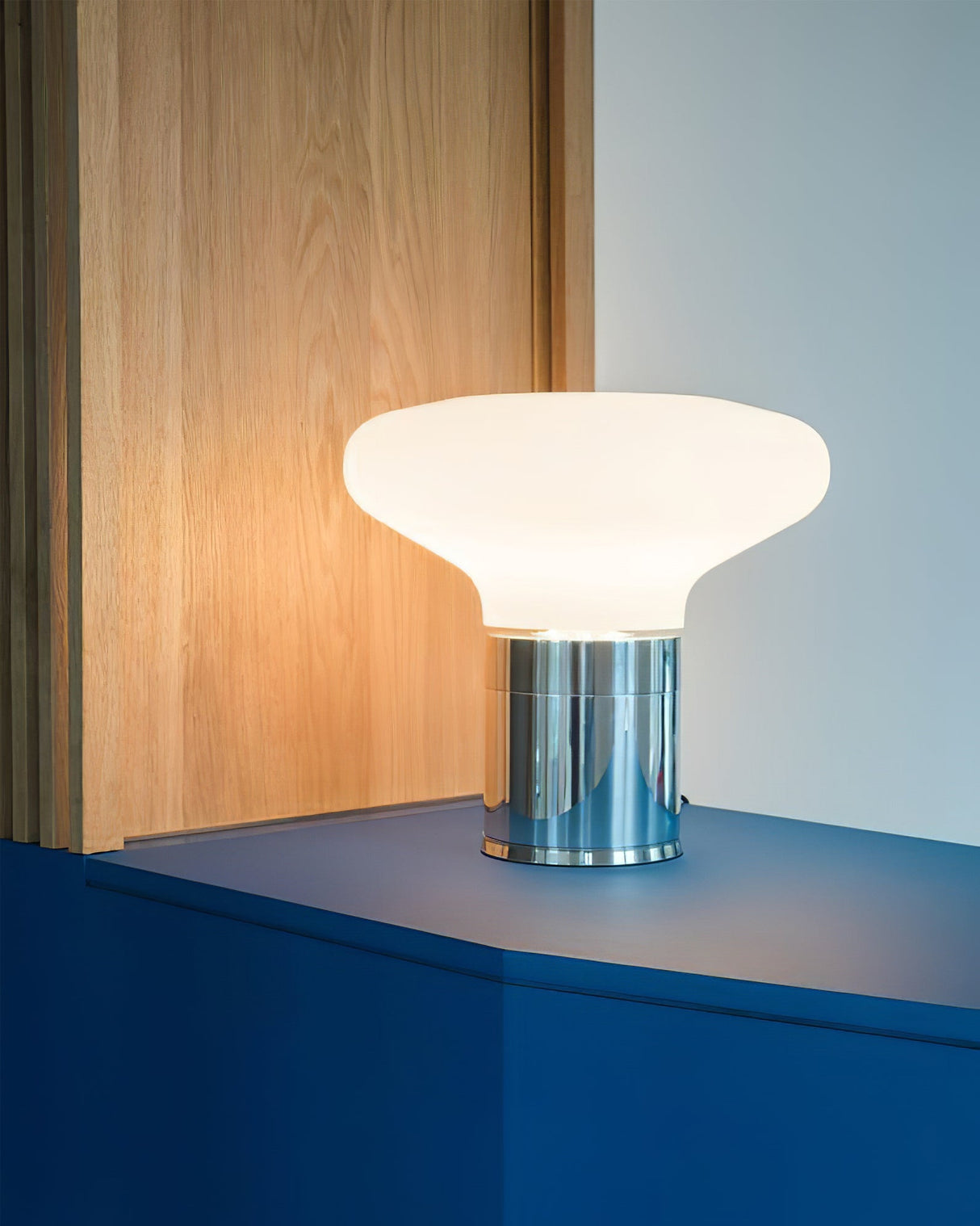 Modern Glass Table Lamp  Frosted Shade With Chrome Base - Product detail 9