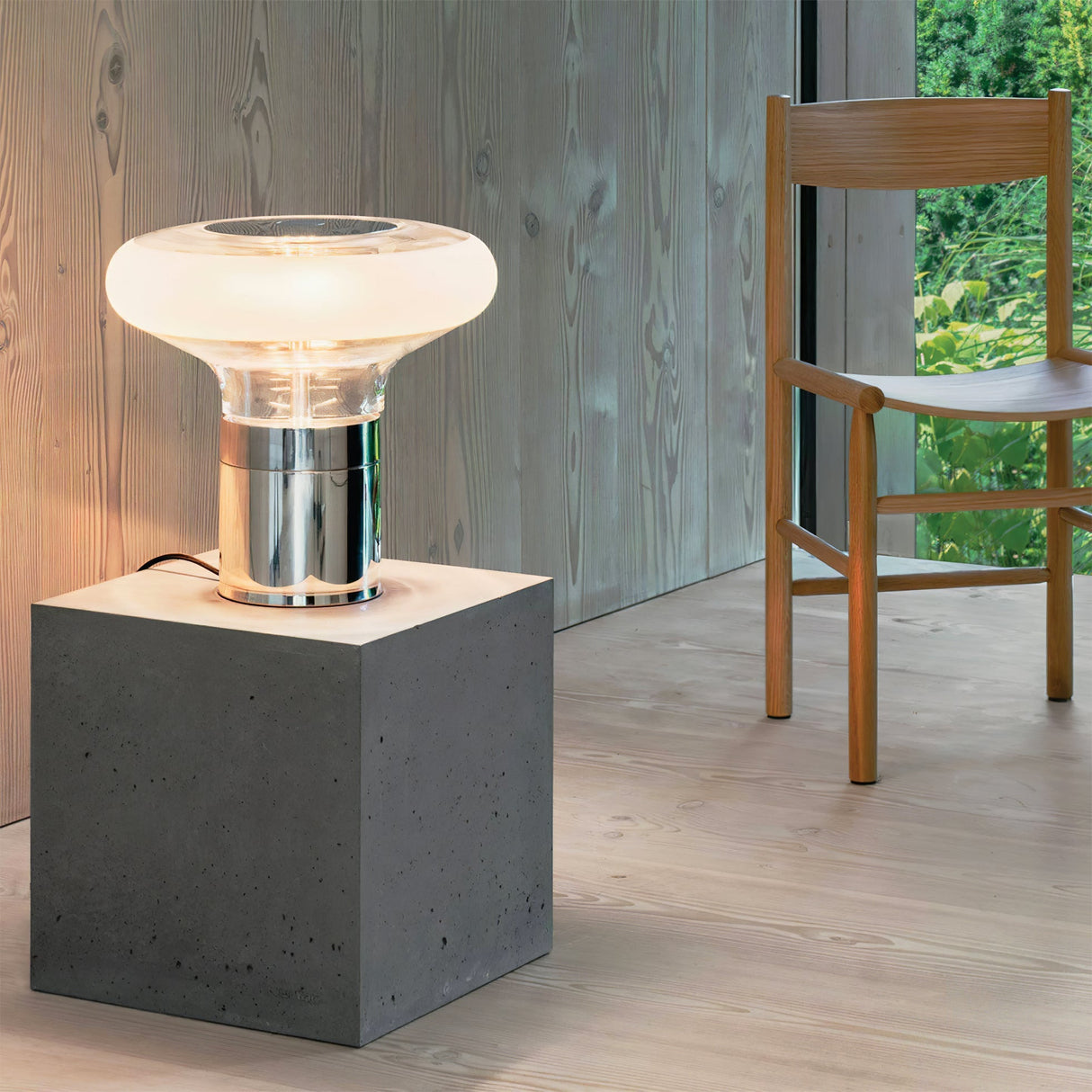 Modern Glass Table Lamp  Frosted Shade With Chrome Base - Product example