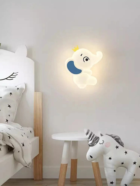 Kids Room Wall Light  Crowned Elephant LED Design - Product showcase