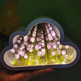 LED Floral Infinity Mirror Table Lamp  Cloud Shape Tulip Design - Product example