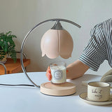 Floral Table Lamp  Pink Petal Shade With Candle Warmer - Product detail 4